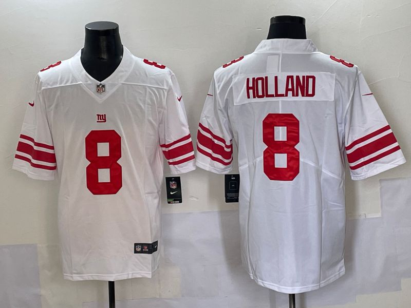 Men 2025 New York Giants #8 Holland White Second generations Nike Limited NFL Jersey style 1->new york giants->NFL Jersey